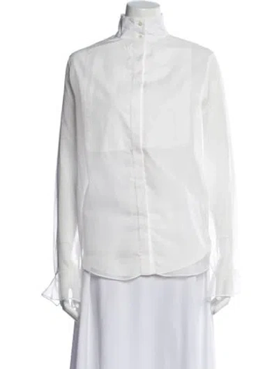 Pre-owned Rochas Long Sleeve Blouse In White