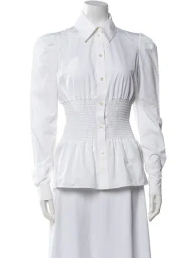 Pre-owned Rochas Long Sleeve Button-up Top In White