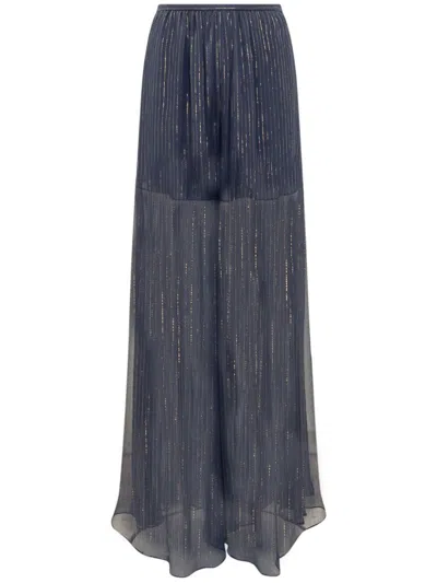 ROCHAS METALLIC-THREADING FLARED TROUSERS
