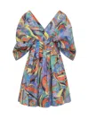 Rochas Pleated Graphic-print Minidress In Multi