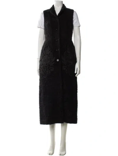 Pre-owned Rochas Mohair Coat In Black