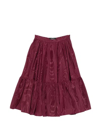 Rochas Moiré-effect Tiered Midi Skirt In Black