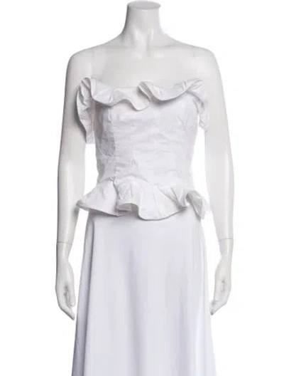 Pre-owned Rochas Off-the-shoulder Sleeveless Top In White