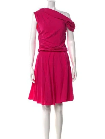 Pre-owned Rochas One-shoulder Mini Dress In Pink