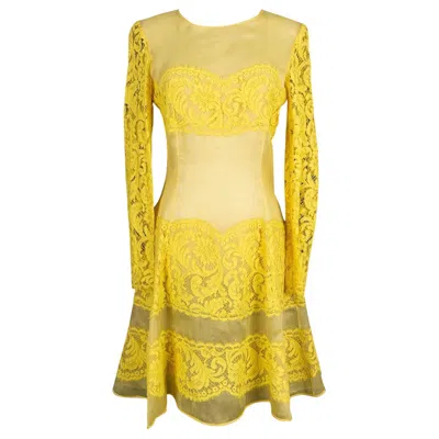 Pre-owned Rochas Organza And Yellow Lace Dress