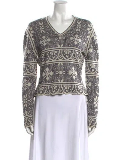 Pre-owned Rochas Paisley Print V-neck Top In Multi