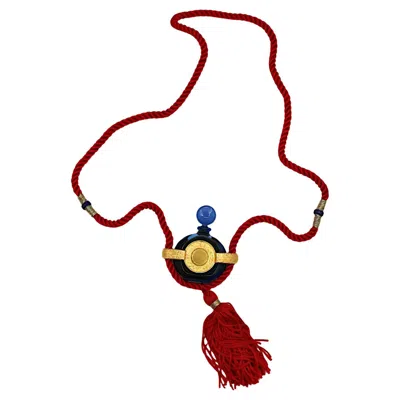 Pre-owned Rochas Parfums Vintage Byzance Tassel Miniature Bottle Necklace In Multi