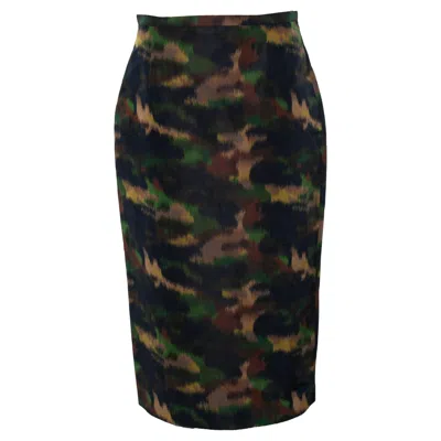 Pre-owned Rochas Paris, Camouflage Printed Midi Skirt In Black