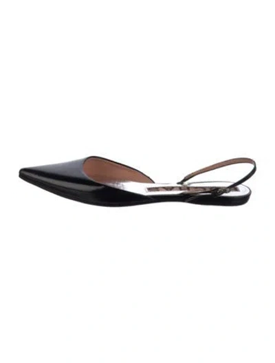 Pre-owned Rochas Patent Leather Slingback Flats In Black