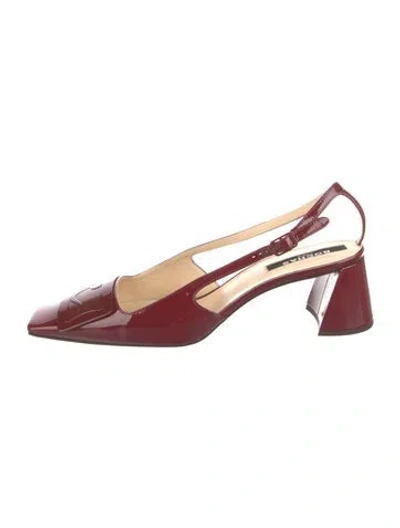 Pre-owned Rochas Patent Leather Slingback Pumps In Red