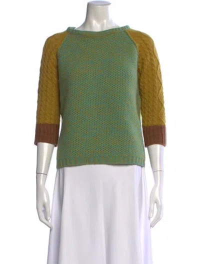 Pre-owned Rochas Patterned Crew Neck Sweater In Green