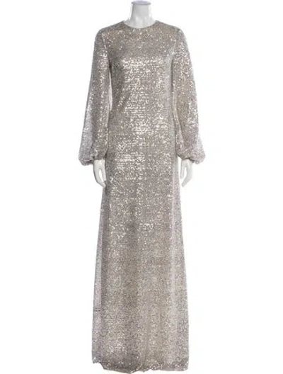 Pre-owned Rochas Patterned Long Dress W/ Tags In Neutrals