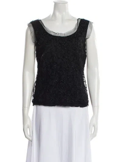 Pre-owned Rochas Patterned Square Neckline Top In Black