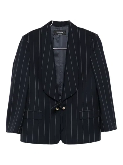 Rochas Pinstriped Tied Blazer In Blue