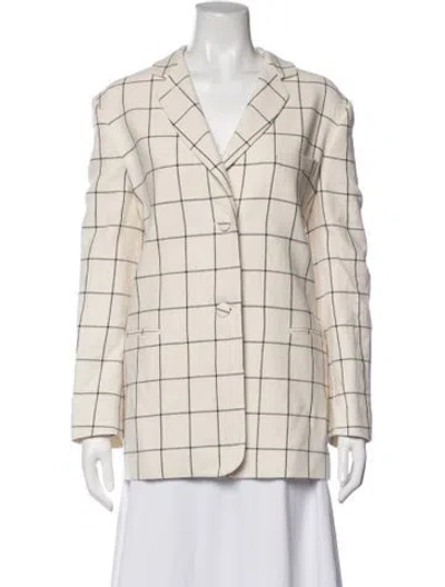 Pre-owned Rochas Plaid Print Blazer In Neutrals