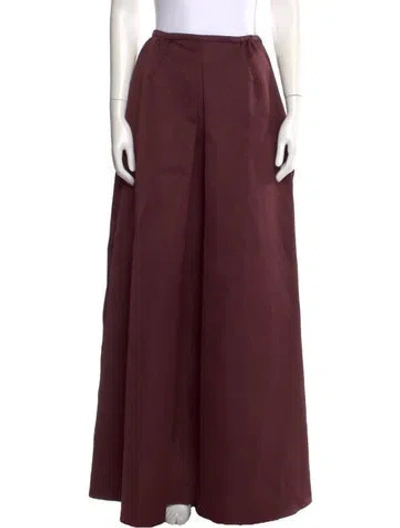 Pre-owned Rochas Pleated Accents Long Skirt In Burgundy