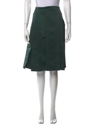 Pre-owned Rochas Pleated Accents Midi Length Skirt In Green