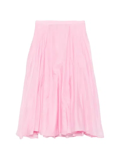 Rochas Pleated A-line Midi Skirt In Pink