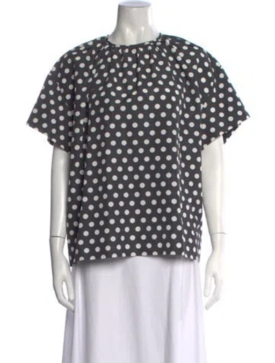Pre-owned Rochas Polka Dot Print Crew Neck Blouse In Multicolor