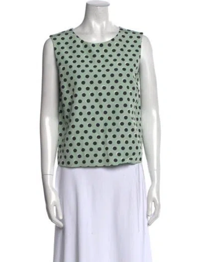 Pre-owned Rochas Polka Dot Print Crew Neck Top In Green
