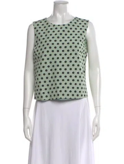 Pre-owned Rochas Polka Dot Print Crew Neck Top In Green