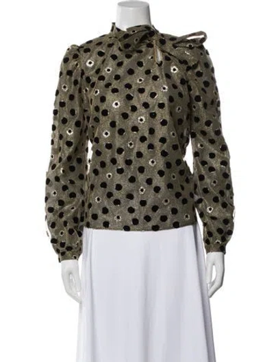 Pre-owned Rochas Polka Dot Print Tie Neck Blouse In Multi