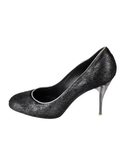 Pre-owned Rochas Ponyhair Pumps In Gray