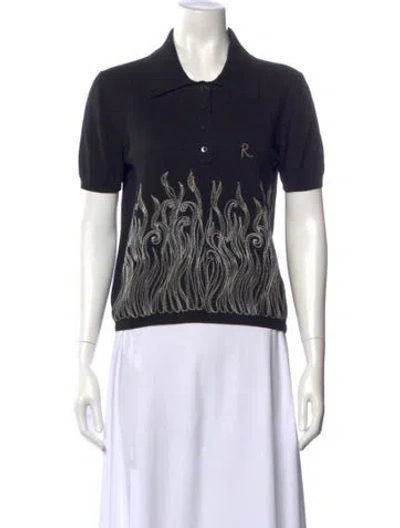 Pre-owned Rochas Printed Crew Neck Sweater In Black