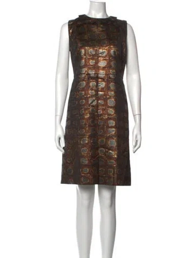 Pre-owned Rochas Printed Knee-length Dress In Brown/metallic