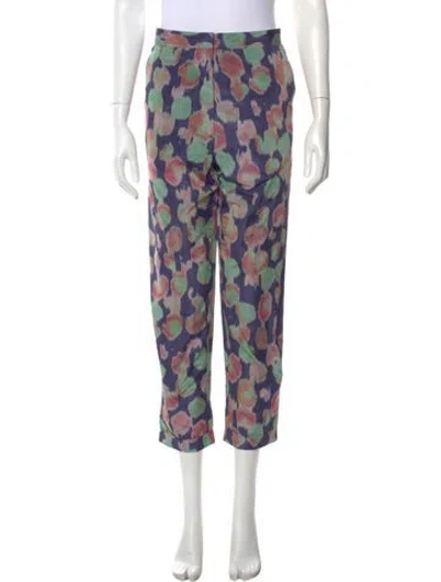 Pre-owned Rochas Printed Straight Leg Pants In Blue
