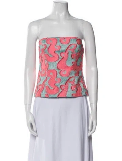 Pre-owned Rochas Printed Strapless Crop Top In Multi