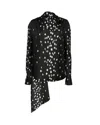 Rochas Printed Twill Blouse With Scarf In Black Beauty