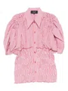 Rochas Puffed-sleeve Striped Shirt In Pink
