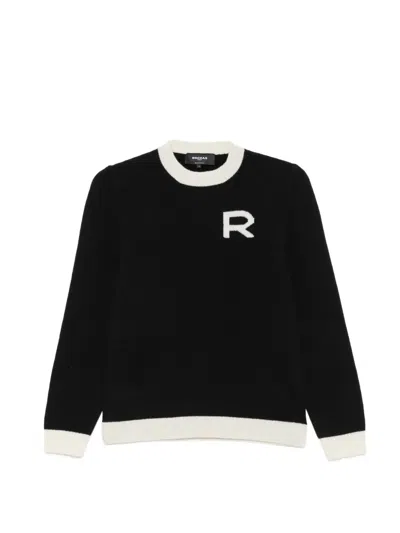 Rochas R Intarsia Contrast-trim Sweater In Black