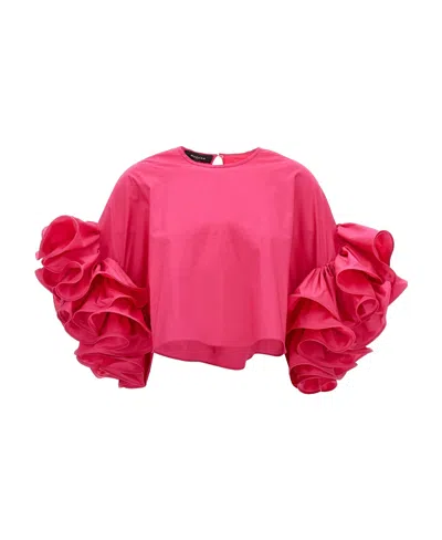 ROCHAS ROCHAS RUFFLED SLEEVE TOP