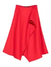 Rochas Ruffle Midi Skirt In Red