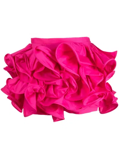 ROCHAS RUFFLED LOW-RISE MINI SHORTS
