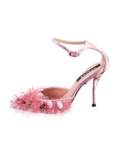 Pre-owned Rochas Satin D'orsay Pumps In Pink