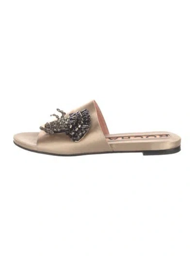 Pre-owned Rochas Satin Slides In Neutral