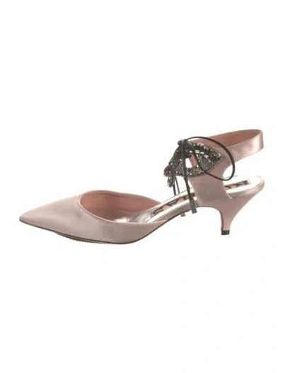 Pre-owned Rochas Satin Slingback Pumps In Pink
