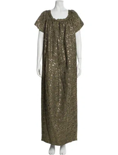Pre-owned Rochas Scoop Neck Long Dress In Green