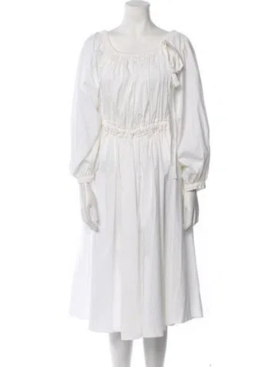 Pre-owned Rochas Scoop Neck Midi Length Dress In White