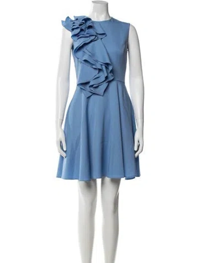 Pre-owned Rochas Scoop Neck Mini Dress In Blue