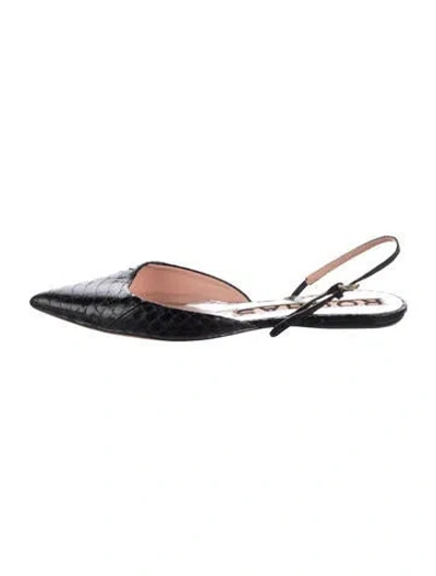 Pre-owned Rochas Sequins Animal Print Slingback Flats In Black