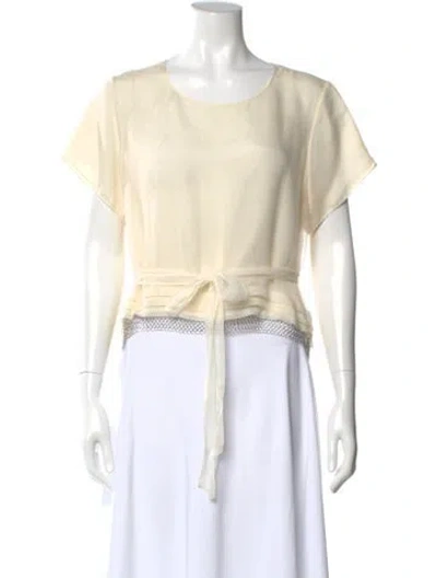 Pre-owned Rochas Silk Crew Neck Blouse In Neutral