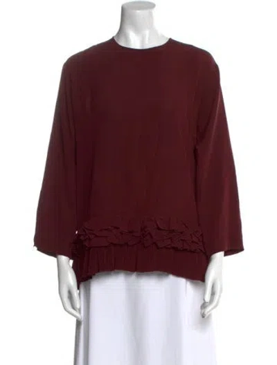 Pre-owned Rochas Silk Crew Neck Blouse In Red