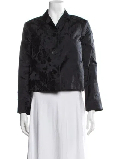 Pre-owned Rochas Silk Floral Print Blazer W/ Tags In Blue