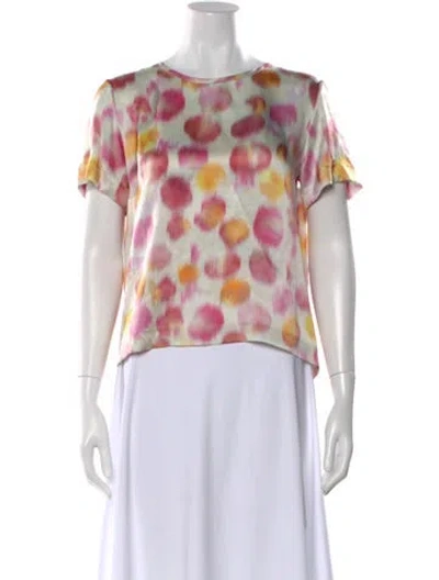 Pre-owned Rochas Silk Floral Print Top In Pink
