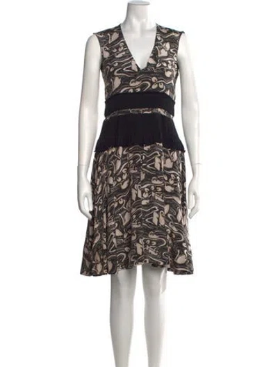 Pre-owned Rochas Silk Knee-length Dress In Brown/neutrals