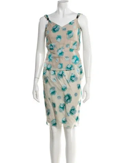 Pre-owned Rochas Silk Knee-length Dress In Neutral
